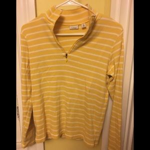 LL Bean Yellow & White Striped Sweater Size M